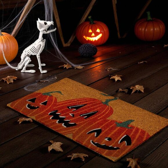 1'6"x2'6" Three Jack O Lanterns Coir Doormat Orange - Hyde and EEK! Boutique™ - Picture 2 of 3